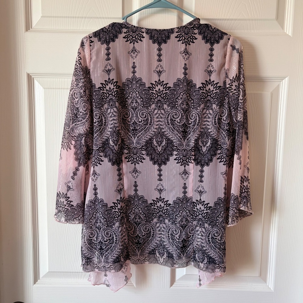 Dina and Ariel Womens Single Piece Pink Paisley Sheer Sleeves‎ Black Tank Small - Picture 4 of 4